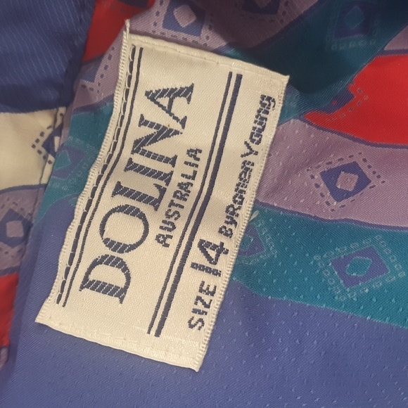 VINTAGE 80s Dolina Size 14 Blue Pleated Set - Picture 6 of 7